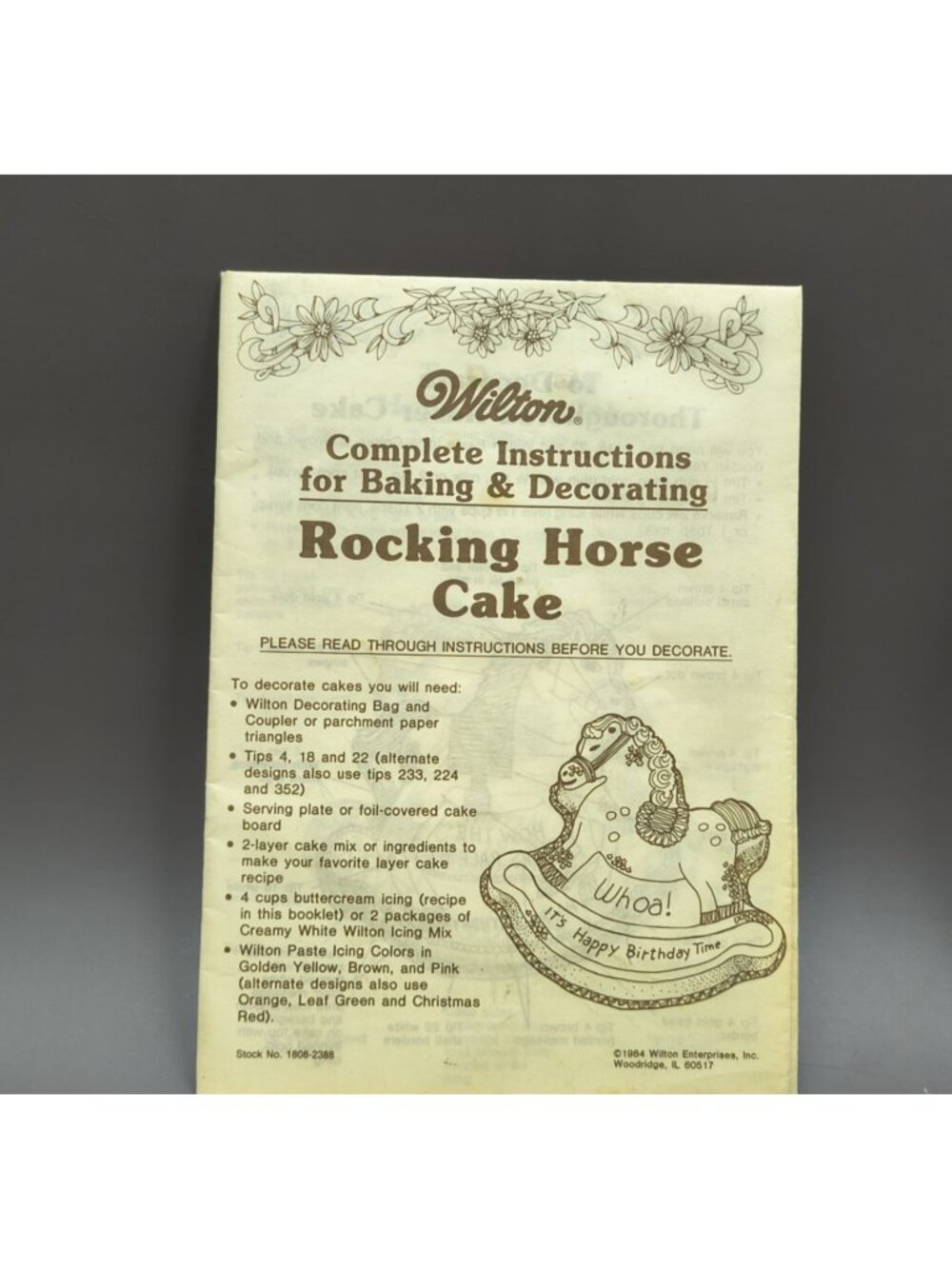 Wilton Cake Pan Instruction Booklet for Decorating Baking ROCKING HORSE CAKE PAN